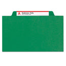 Smead Four-Section Pressboard Top Tab Classification Folders with SafeSHIELD Fasteners, 1 Divider, Legal Size, Green, 10/Box