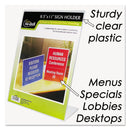 NuDell Clear Plastic Sign Holder, Stand-Up, Slanted, 8.5 x 11