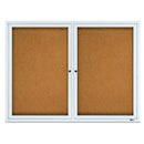 Quartet Enclosed Cork Bulletin Board, Cork/Fiberboard, 48" x 36", Silver Aluminum Frame