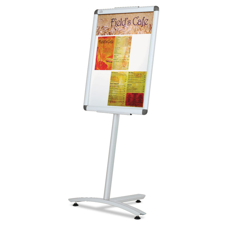 Quartet Improv Lobby Clip-Frame Pedestal Sign, 18 x 24 Frame, 54" High, Aluminum