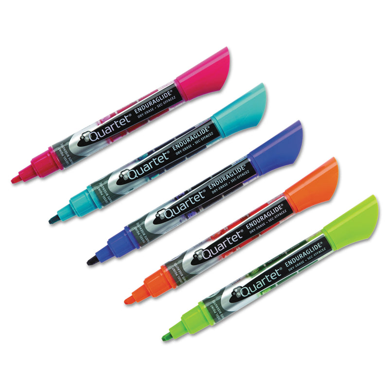 Quartet EnduraGlide Dry Erase Marker, Broad Chisel Tip, Nine Assorted Colors, 12/Set