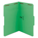 Smead Top Tab Colored Fastener Folders, 2 Fasteners, Legal Size, Green Exterior, 50/Box