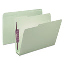 Smead Recycled Pressboard Folders with Two SafeSHIELD Coated Fasteners, 3" Expansion, 1/3-Cut Tab, Letter Size, Gray-Green, 25/Box