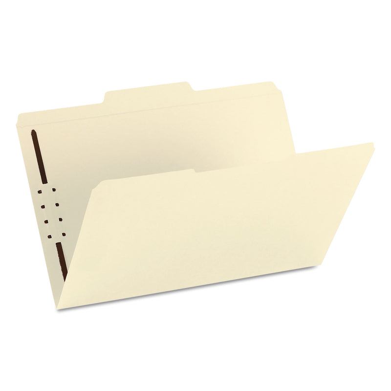 Smead Top Tab Fastener Folders, 1/3-Cut Tabs: Assorted, 1 Fastener, Legal Size, 11-pt Manila Exterior, 50/Box