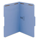 Smead Top Tab Colored Fastener Folders, 2 Fasteners, Legal Size, Blue Exterior, 50/Box