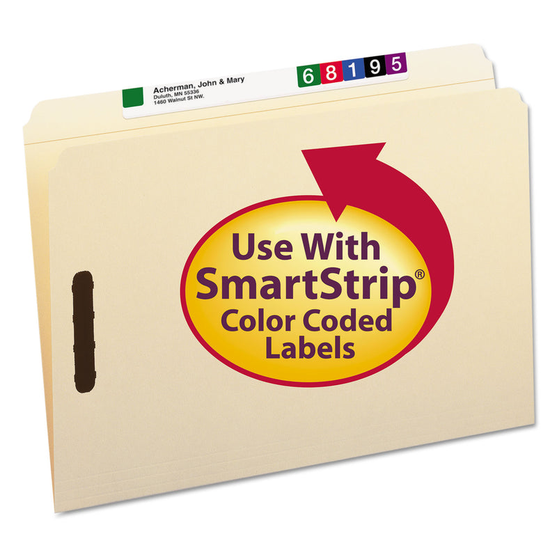 Smead Top Tab Fastener Folders, Straight Tab, 2 Fasteners, Legal Size, 11-pt Manila Exterior, 50/Box