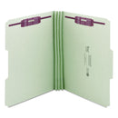 Smead Recycled Pressboard Folders with Two SafeSHIELD Coated Fasteners, 3" Expansion, 1/3-Cut Tab, Letter Size, Gray-Green, 25/Box