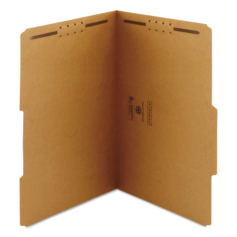 Smead Top Tab Fastener Folders, Guide-Height 2/5-Cut Tabs: Right of Center, 2 Fasteners, Legal Size, 17-pt Kraft Exterior, 50/Box