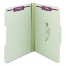 Smead Recycled Pressboard Folders with Two SafeSHIELD Coated Fasteners, 1" Expansion, 1/3-Cut Tabs, Legal Size, Gray-Green, 25/Box