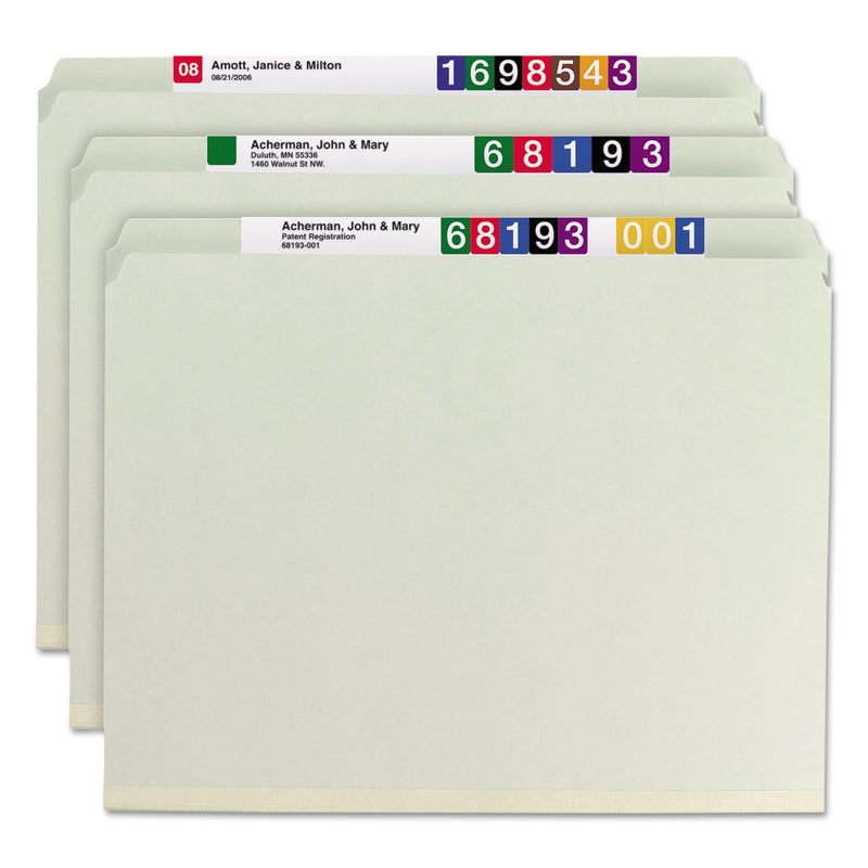 Smead Recycled Pressboard Folders with Two SafeSHIELD Coated Fasteners, 2" Expansion, Straight, Letter Size, Gray-Green, 25/Box
