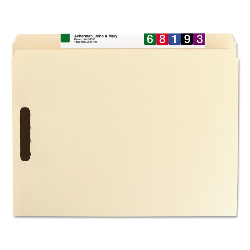 Smead Top Tab Fastener Folders, Straight Tab, 2 Fasteners, Letter Size, 11-pt Manila Exterior, 50/Box