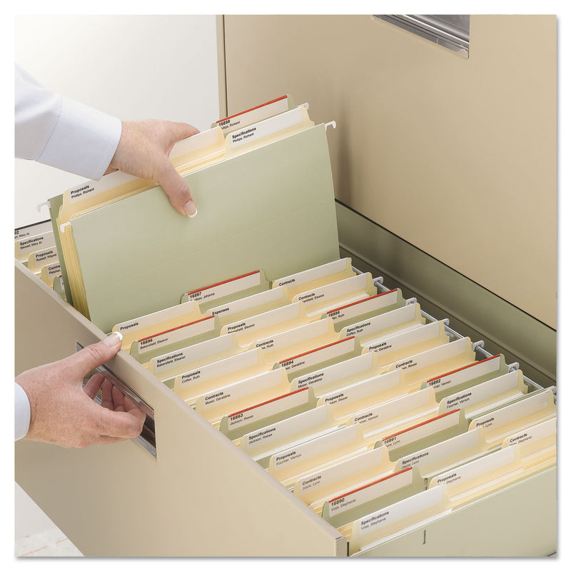 Smead SuperTab Reinforced Guide Height Fastener Folders, 2 Fasteners, Letter Size, 11-pt Manila Exterior, 50/Box