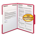 Smead Top Tab Colored Fastener Folders, 2 Fasteners, Letter Size, Red Exterior, 50/Box