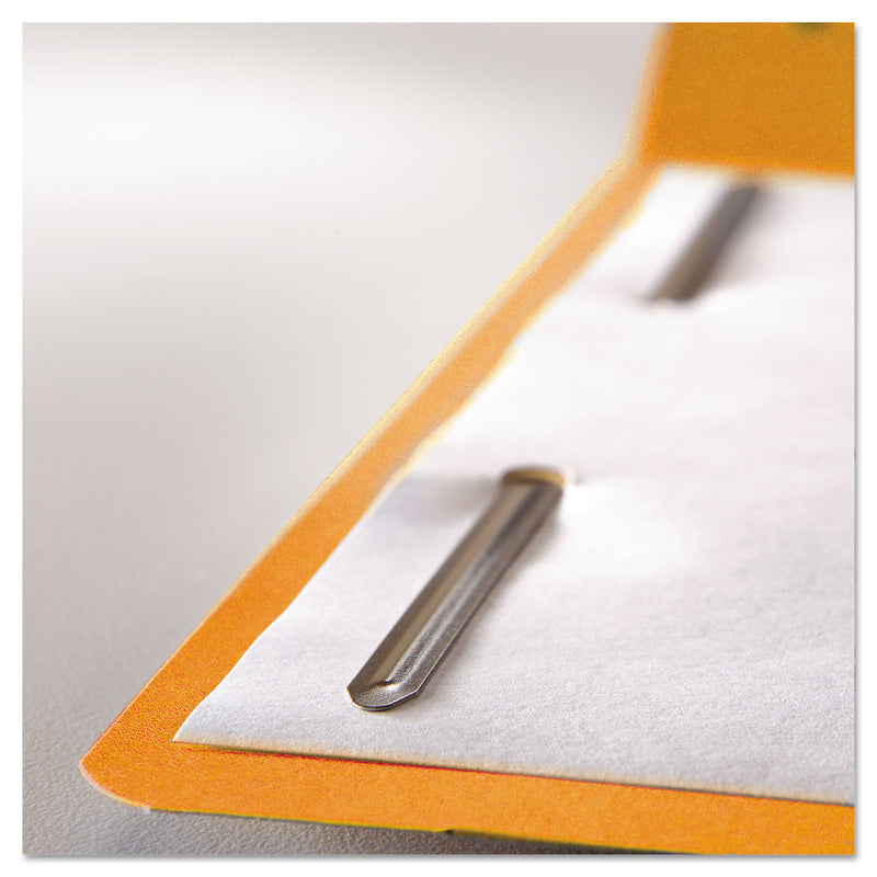 Smead Top Tab Colored Fastener Folders, 2 Fasteners, Letter Size, Orange Exterior, 50/Box