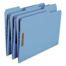 Smead Top Tab Colored Fastener Folders, 2 Fasteners, Letter Size, Blue Exterior, 50/Box
