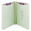 Smead Recycled Pressboard Folders with Two SafeSHIELD Coated Fasteners, 2" Expansion, Straight Tab, Legal Size, Gray-Green, 25/Box