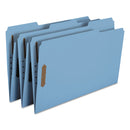 Smead Top Tab Colored Fastener Folders, 2 Fasteners, Legal Size, Blue Exterior, 50/Box