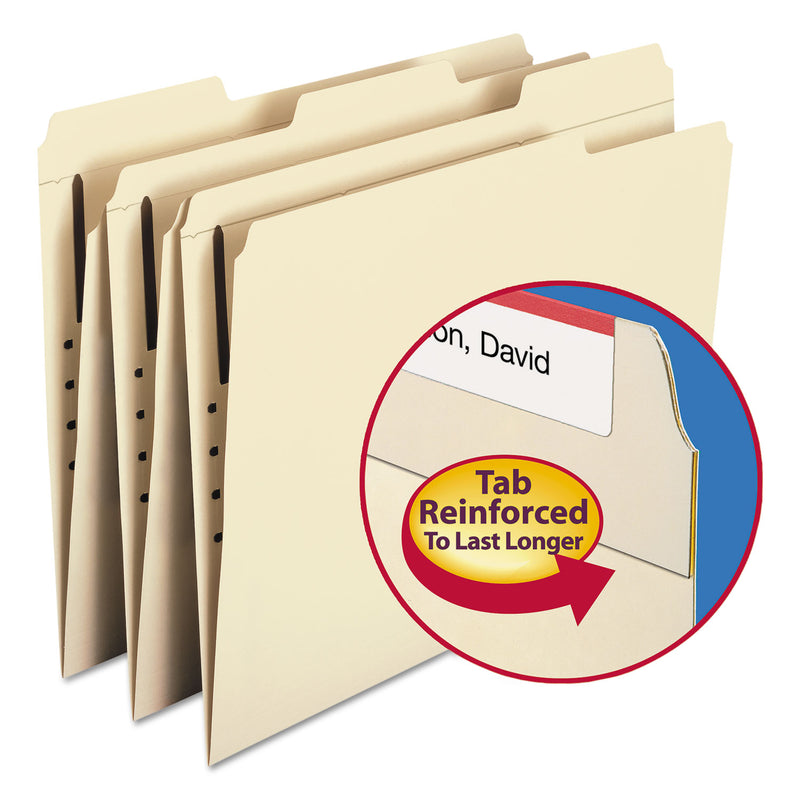 Smead Top Tab Fastener Folders, 1/3-Cut Tabs: Assorted, 1 Fastener, Letter Size, 11-pt Manila Exterior, 50/Box