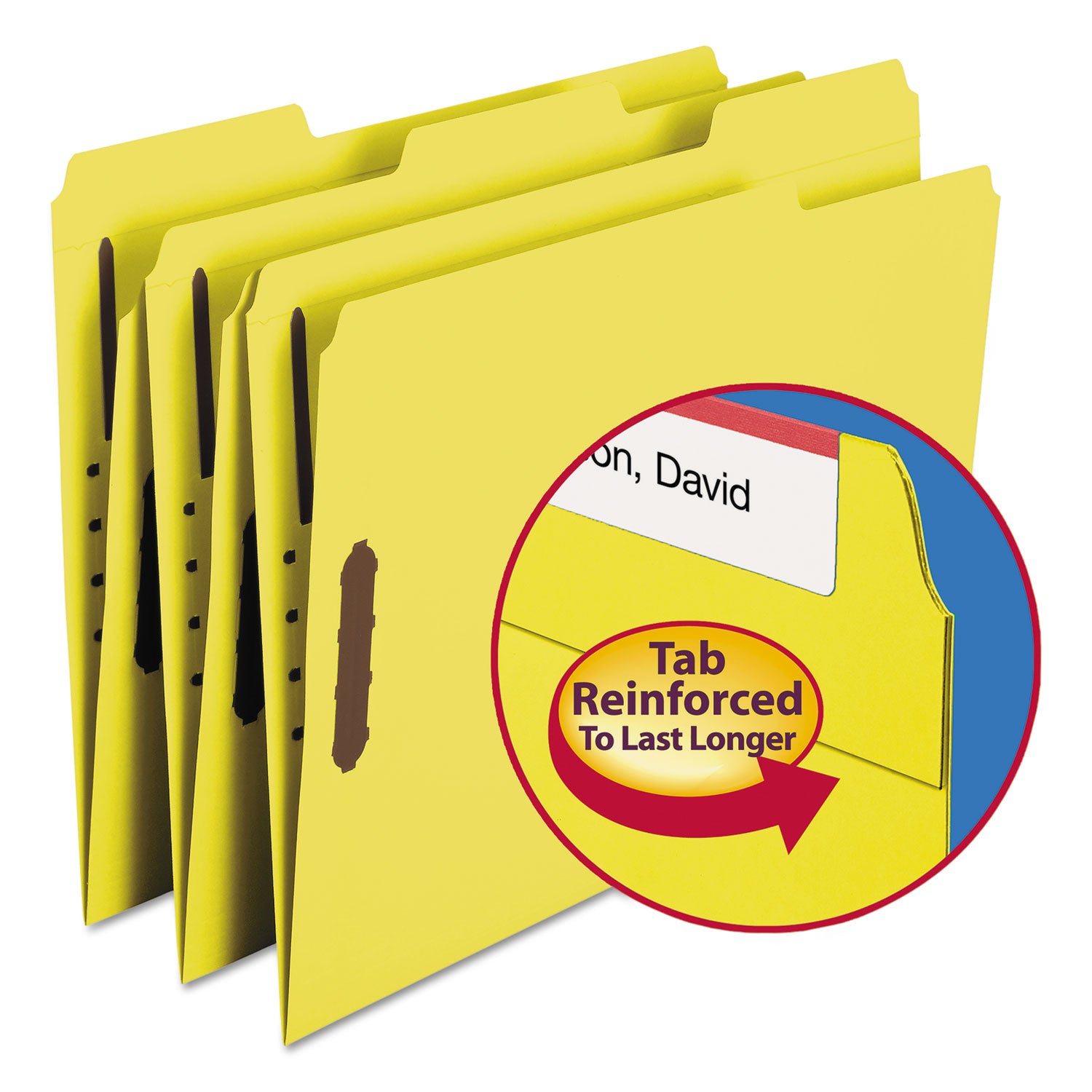 Top Tab Colored Fastener Folders, 2 Fasteners, Letter Size, Yellow ...