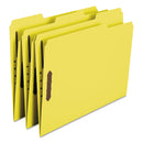 Smead Top Tab Colored Fastener Folders, 2 Fasteners, Letter Size, Yellow Exterior, 50/Box