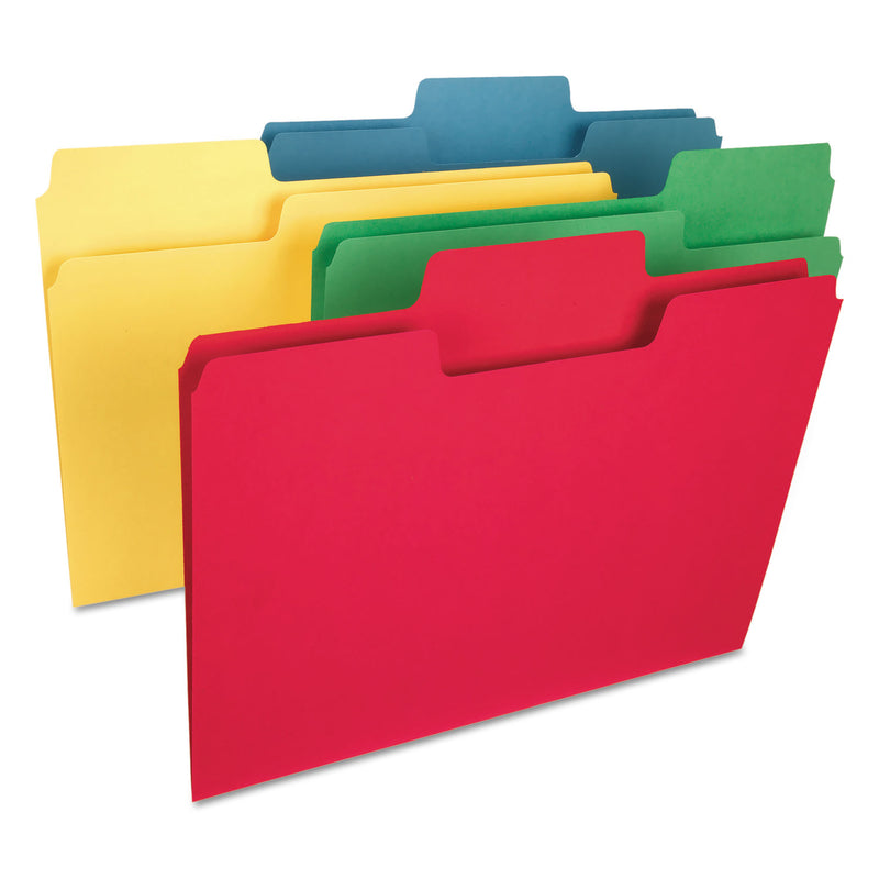 Smead SuperTab Colored File Folders, 1/3-Cut Tabs: Assorted, Letter Size, 0.75" Expansion, 14-pt Stock, Assorted Colors, 50/Box