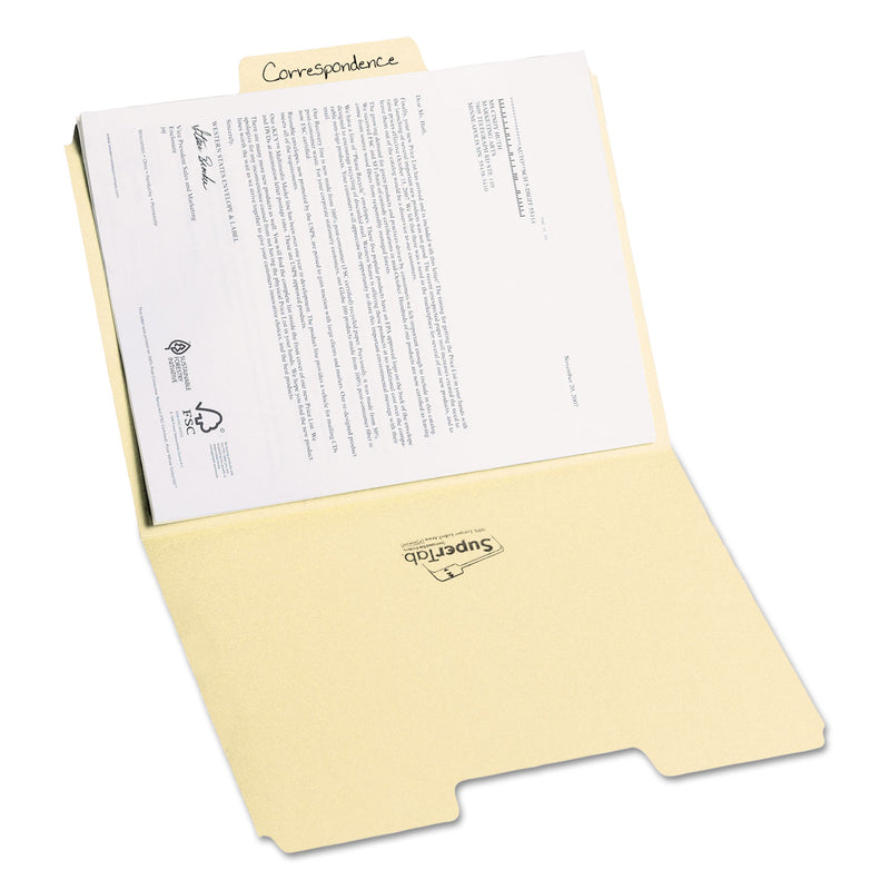 Smead SuperTab Top Tab File Folders, 1/3-Cut Tabs: Assorted, Letter Size, 0.75" Expansion, 14-pt Manila, 50/Box