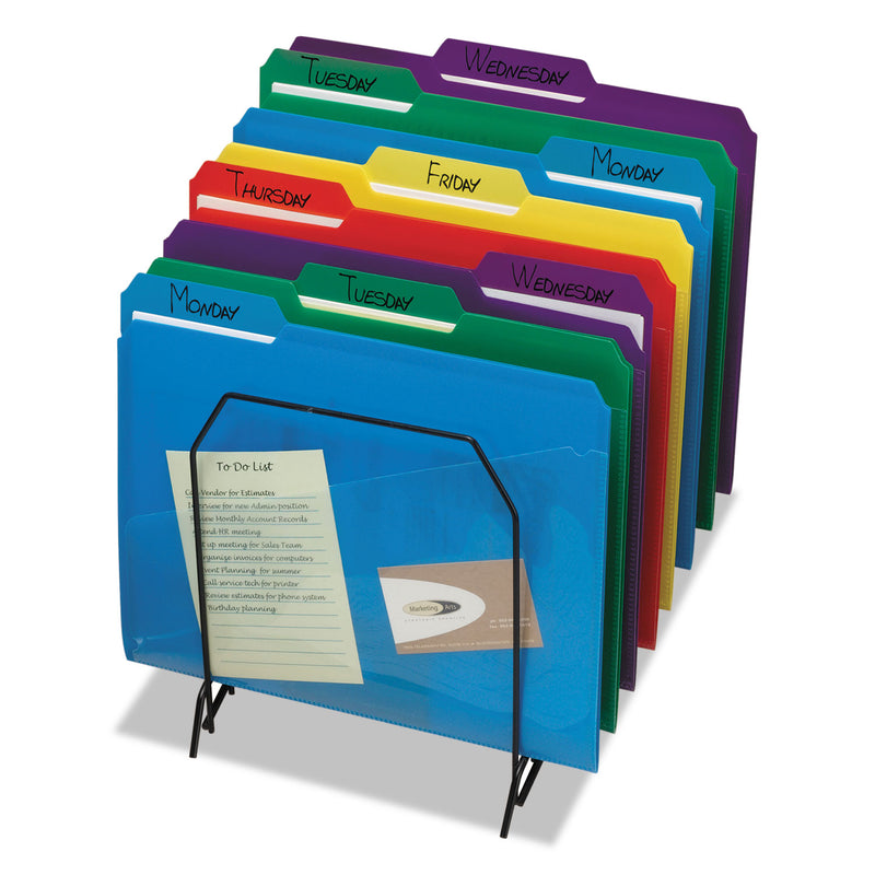 Smead Poly Colored File Folders With Slash Pocket, 1/3-Cut Tabs: Assorted, Letter Size, 0.75" Expansion, Assorted Colors, 30/Box