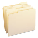 Smead 100% Recycled Reinforced Top Tab File Folders, 1/3-Cut Tabs: Assorted, Letter Size, 0.75" Expansion, Manila, 100/Box