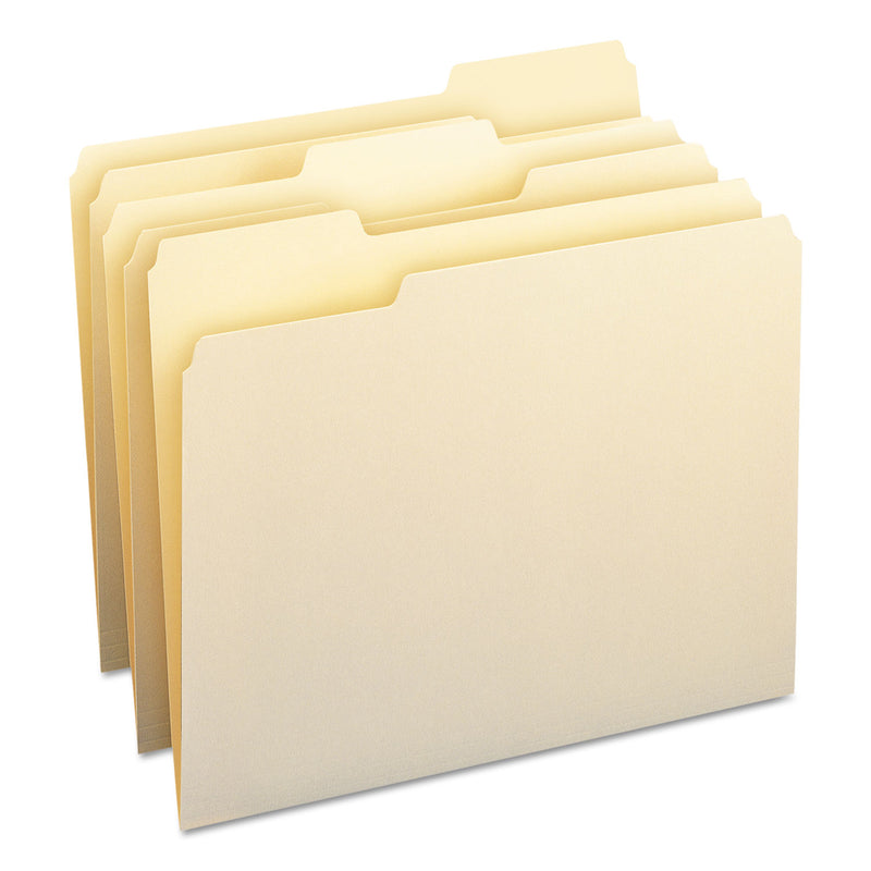 Smead 100% Recycled Manila Top Tab File Folders, 1/3-Cut Tabs: Assorted, Letter Size, 0.75" Expansion, Manila, 100/Box