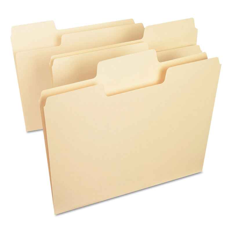 Smead SuperTab Top Tab File Folders, 1/3-Cut Tabs: Assorted, Letter Size, 0.75" Expansion, 11-pt Manila, 100/Box