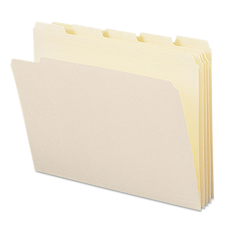Smead Reinforced Tab Manila File Folders, 1/5-Cut Tabs: Assorted, Letter Size, 0.75" Expansion, 11-pt Manila, 100/Box