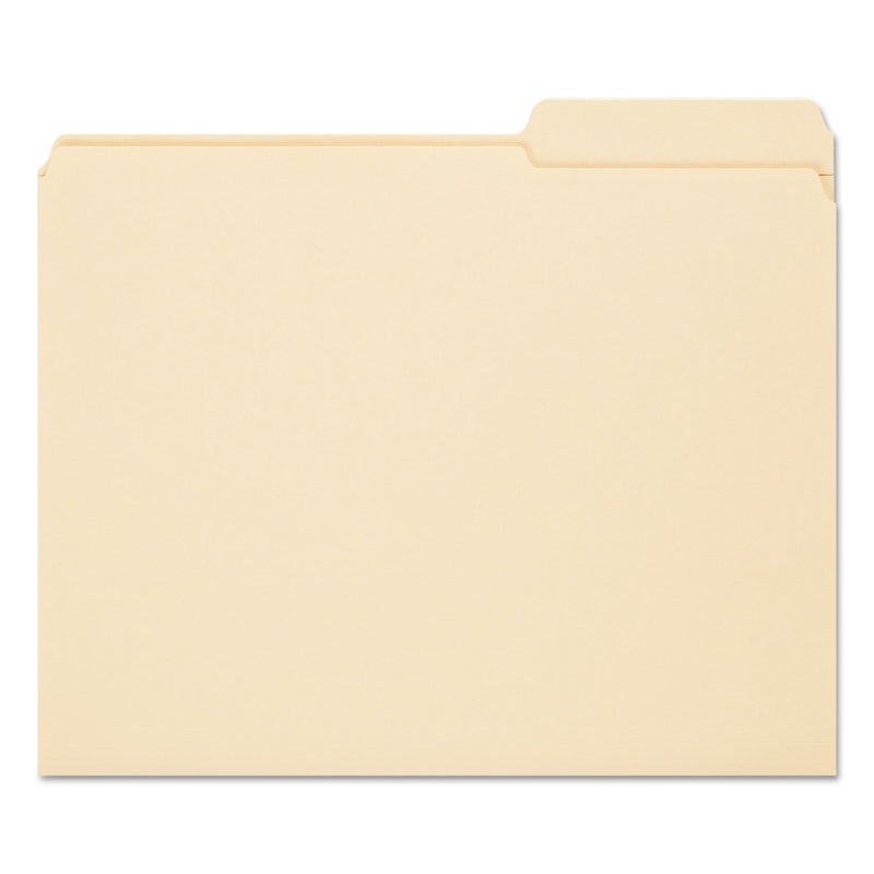 Smead Reinforced Guide Height File Folders, 2/5-Cut Tabs: Right Position, Letter Size, 0.75" Expansion, Manila, 100/Box