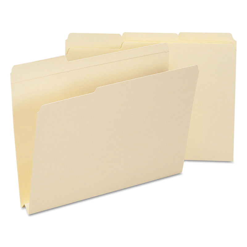 Smead Expandable Heavyweight File Folders, 1/3-Cut Tabs: Assorted, Letter Size, 1.5" Expansion, Manila, 50/Box