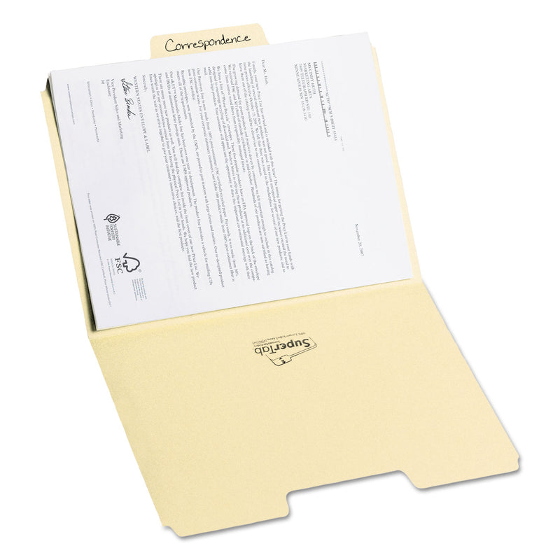 Smead SuperTab Top Tab File Folders, 1/3-Cut Tabs: Assorted, Letter Size, 0.75" Expansion, 11-pt Manila, 100/Box