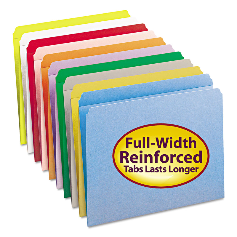 Smead Reinforced Top Tab Colored File Folders, Straight Tabs, Letter Size, 0.75" Expansion, Yellow, 100/Box