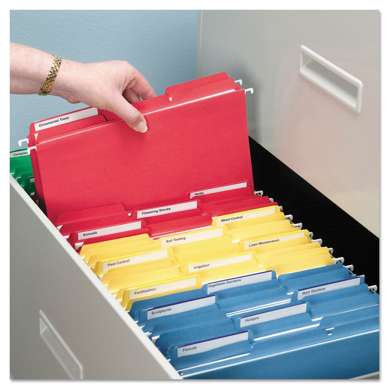 Smead Colored File Folders, 1/3-Cut Tabs: Assorted, Letter Size, 0.75" Expansion, Red, 100/Box