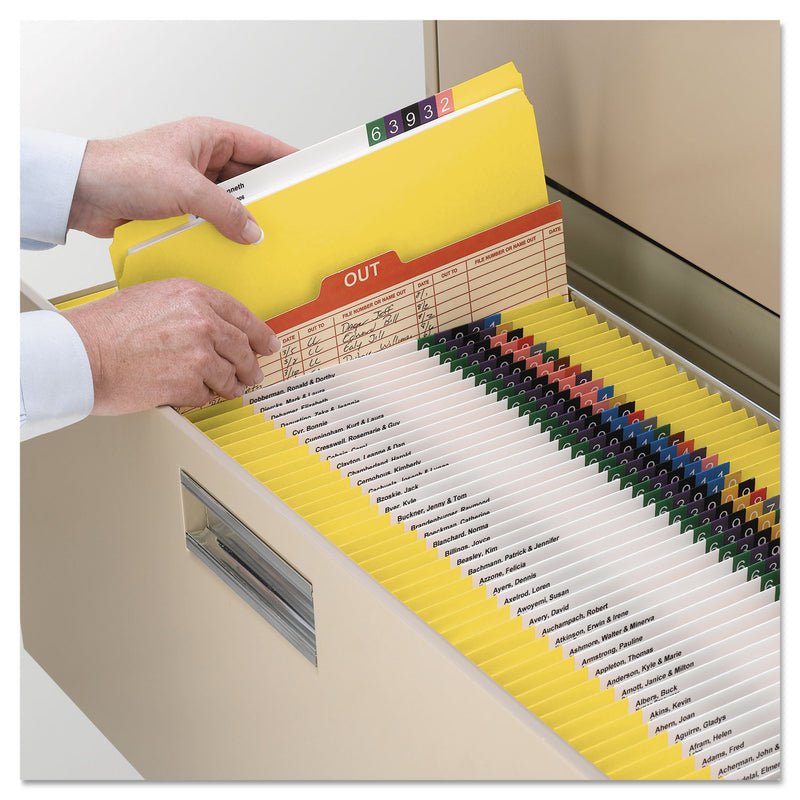 Smead Reinforced Top Tab Colored File Folders, Straight Tabs, Letter Size, 0.75" Expansion, Yellow, 100/Box