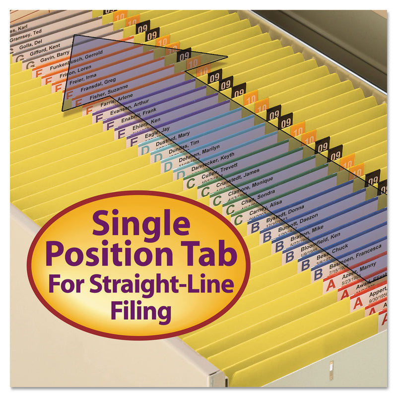 Smead Reinforced Top Tab Colored File Folders, Straight Tabs, Letter Size, 0.75" Expansion, Yellow, 100/Box