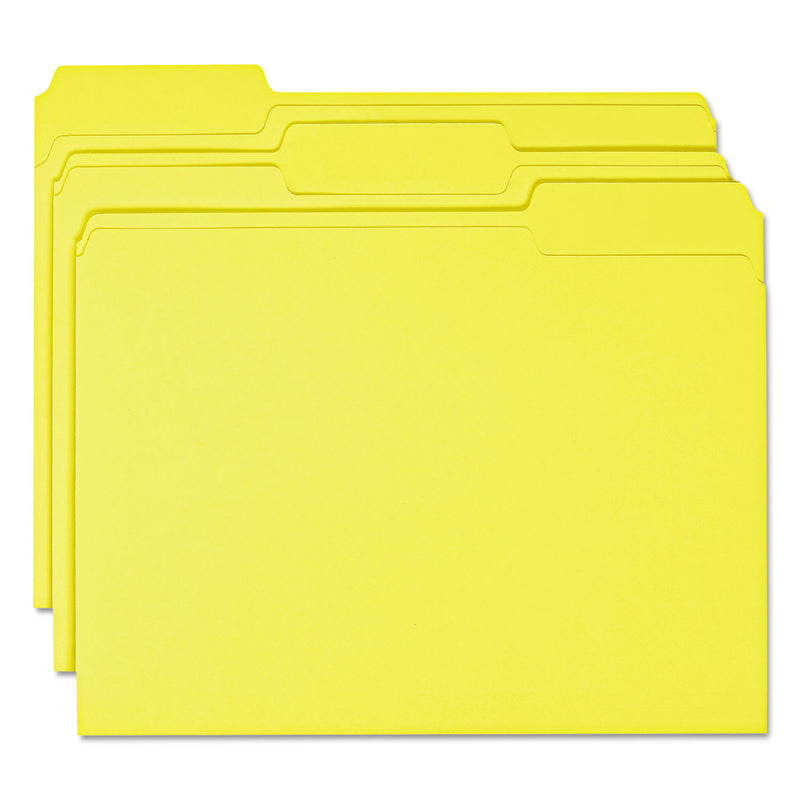 Smead Colored File Folders, 1/3-Cut Tabs: Assorted, Letter Size, 0.75" Expansion, Yellow, 100/Box