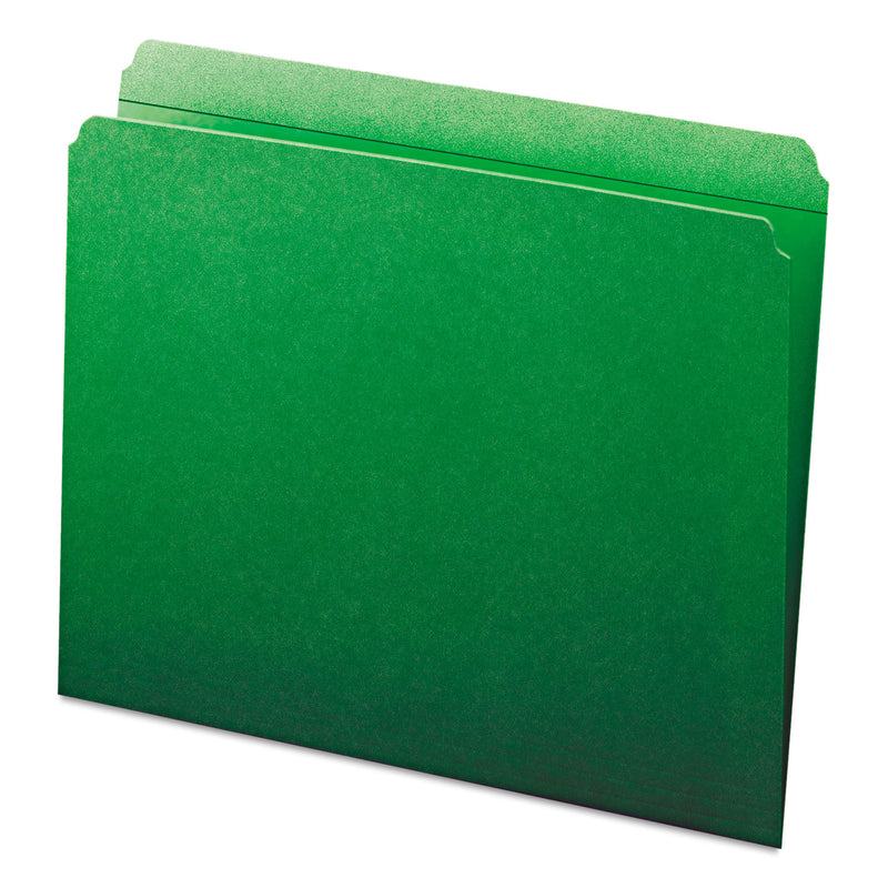 Smead Reinforced Top Tab Colored File Folders, Straight Tabs, Letter Size, 0.75" Expansion, Green, 100/Box