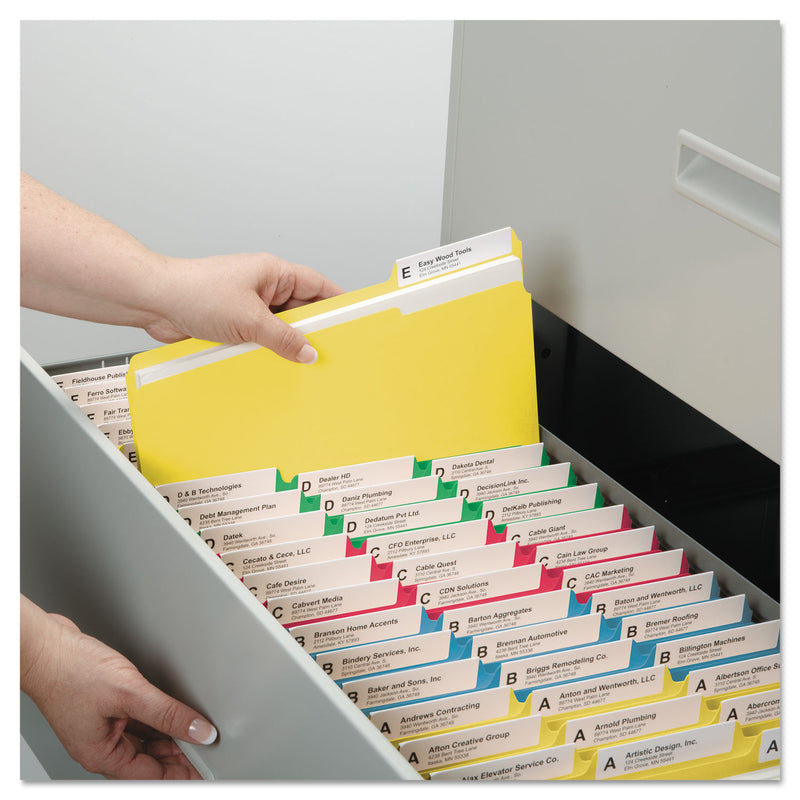 Smead WaterShed/CutLess File Folders, 1/3-Cut Tabs: Assorted, Letter Size, 0.75" Expansion, Assorted Colors, 100/Box