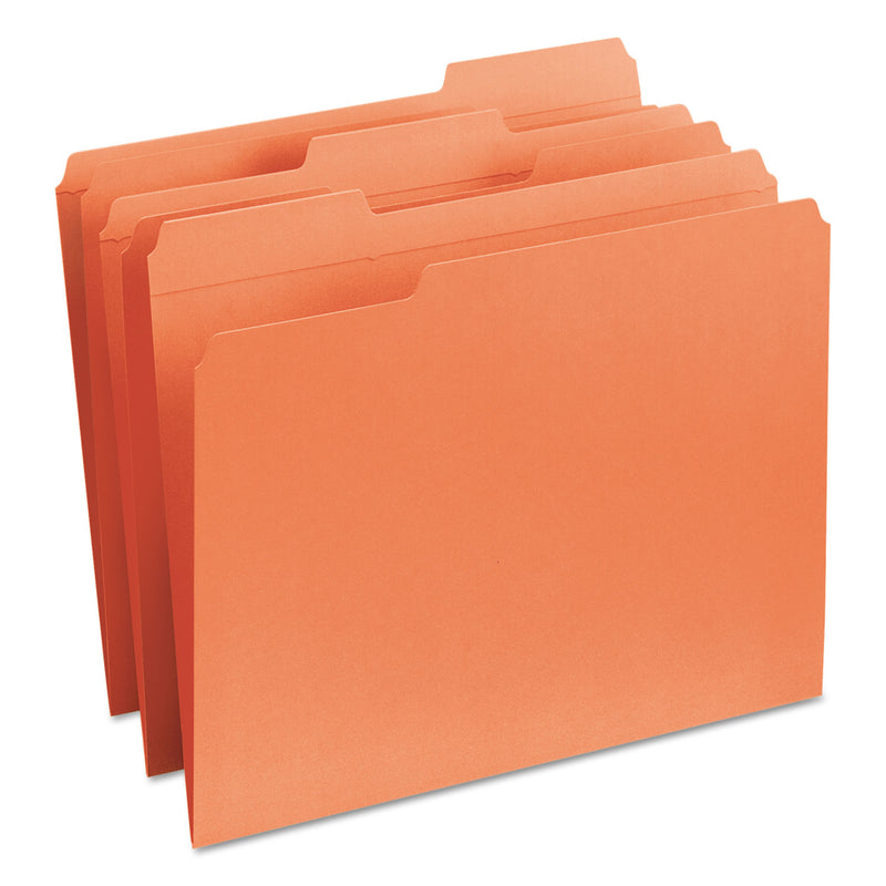 Smead Reinforced Top Tab Colored File Folders, 1/3-Cut Tabs: Assorted, Letter Size, 0.75" Expansion, Orange, 100/Box