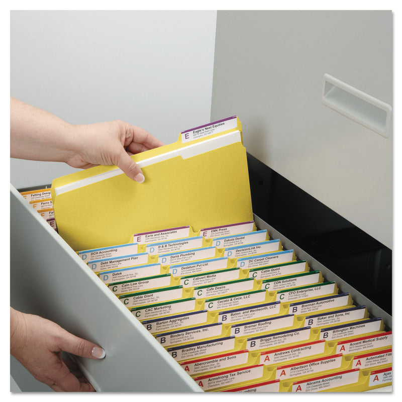 Smead Colored File Folders, 1/3-Cut Tabs: Assorted, Letter Size, 0.75" Expansion, Yellow, 100/Box