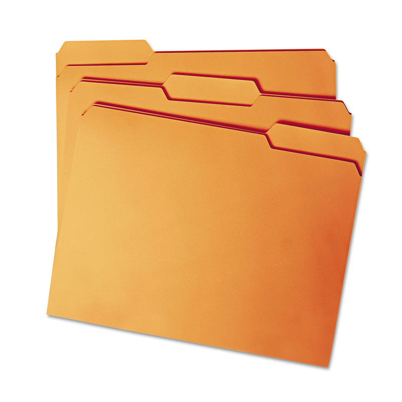 Smead Colored File Folders, 1/3-Cut Tabs: Assorted, Letter Size, 0.75" Expansion, Orange, 100/Box