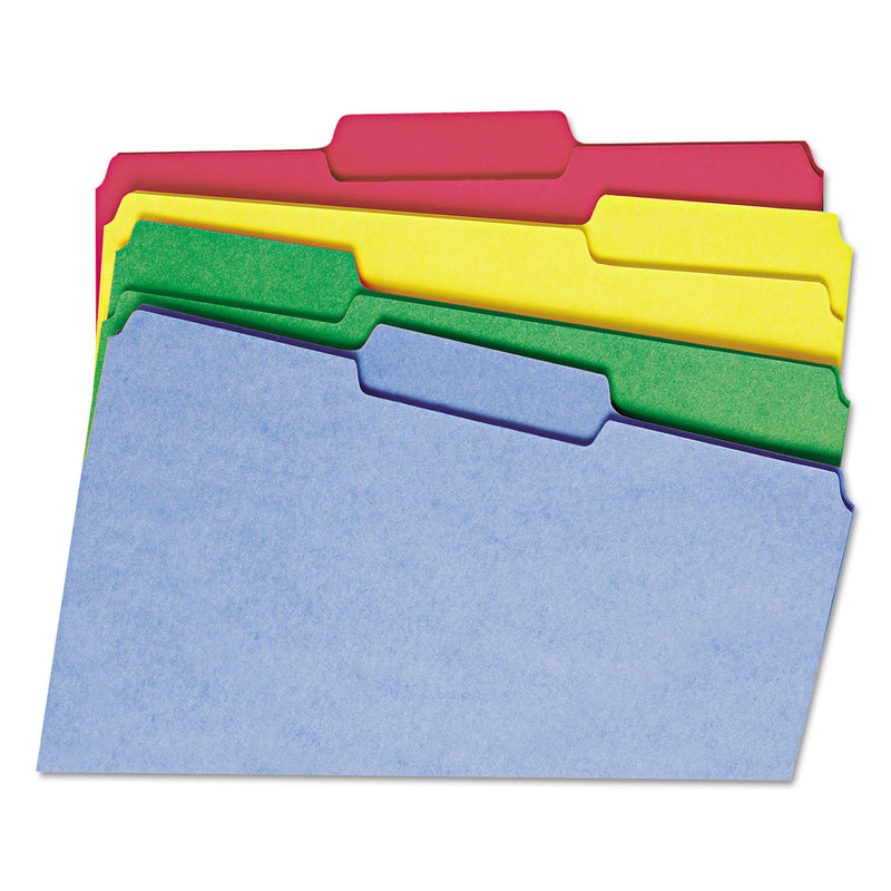 Smead WaterShed/CutLess File Folders, 1/3-Cut Tabs: Assorted, Letter Size, 0.75" Expansion, Assorted Colors, 100/Box