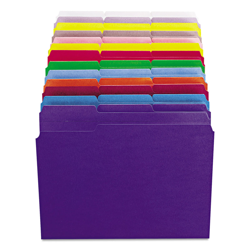Smead Reinforced Top Tab Colored File Folders, 1/3-Cut Tabs: Assorted, Letter Size, 0.75" Expansion, Yellow, 100/Box