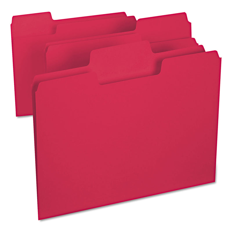 Smead SuperTab Colored File Folders, 1/3-Cut Tabs: Assorted, Letter Size, 0.75" Expansion, 11-pt Stock, Red, 100/Box