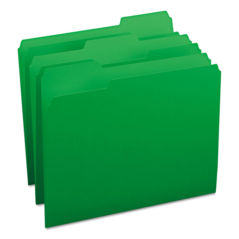 Smead Colored File Folders, 1/3-Cut Tabs: Assorted, Letter Size, 0.75" Expansion, Green, 100/Box