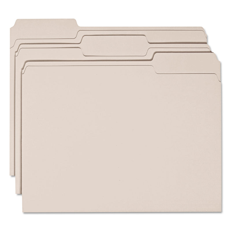 Smead Colored File Folders, 1/3-Cut Tabs: Assorted, Letter Size, 0.75" Expansion, Gray, 100/Box