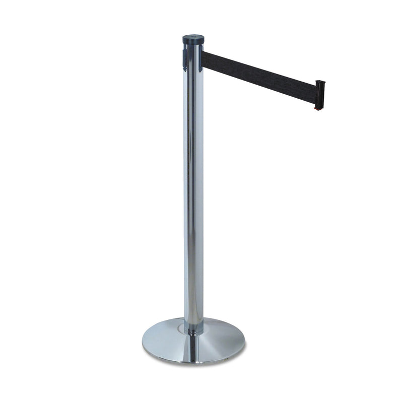 Tatco Adjusta-Tape Crowd Control Stanchion Base Only, Polished Aluminum, 14" Diameter, Silver, 2/Box